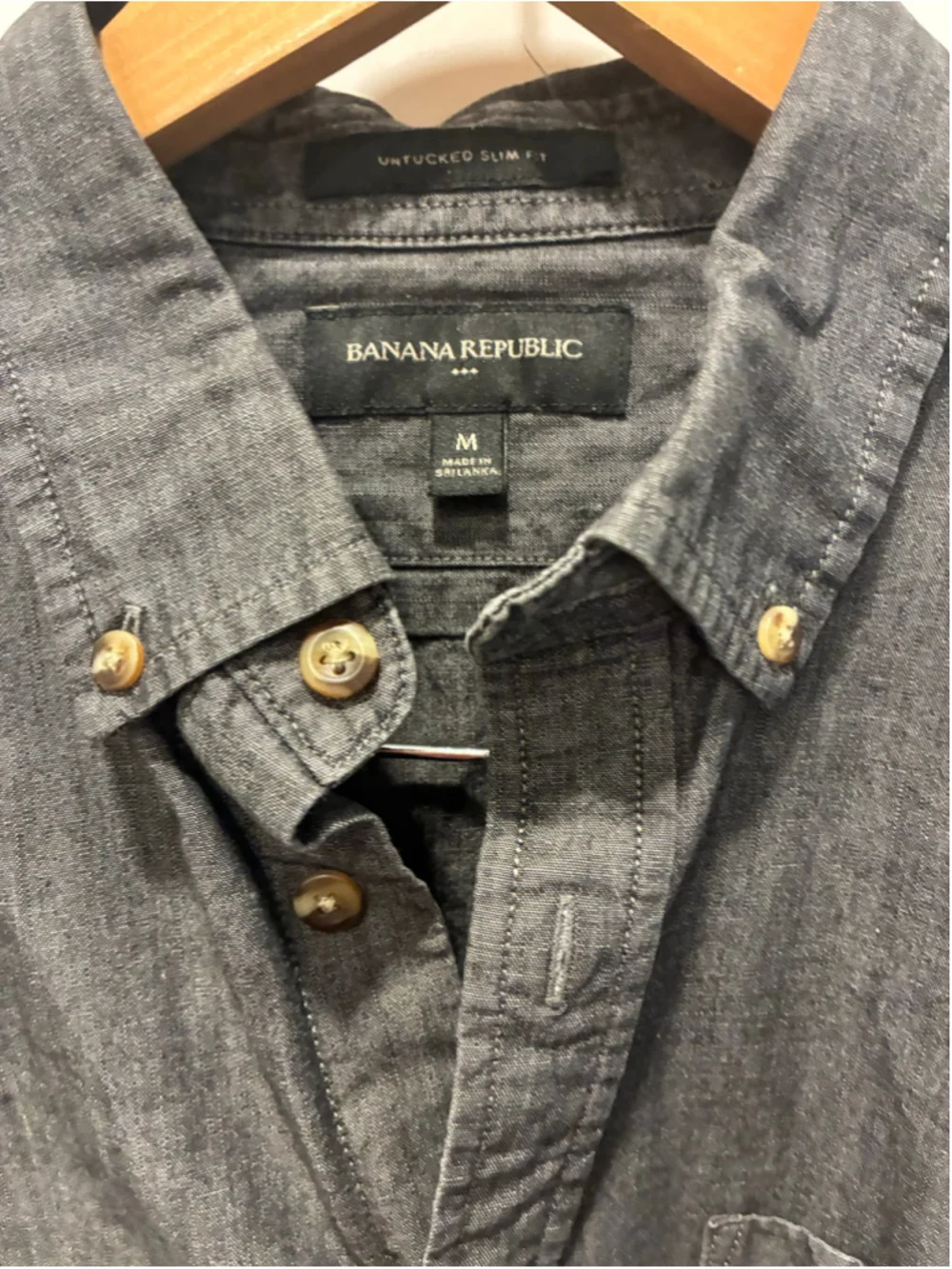 Banana Republic Untucked Slim Casual Button Down Shirt Grey men Size Medium